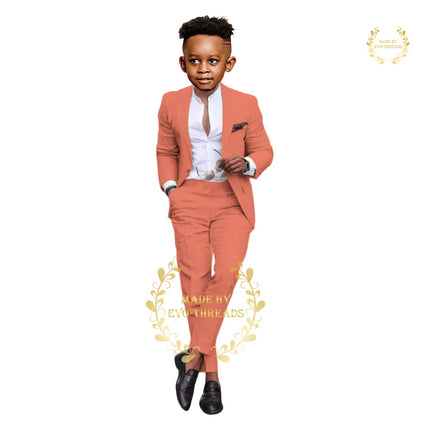 Boys' grass green suit 2-piece set (jacket+pants) premium linen casual blazer custom child tuxedo for summer beach wedding party