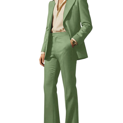 Men's Retro Wide Leg Suit 2PCS Suit Blazer and Flared Pants Fashion Streetwear Wedding Prom Party Business Jacket Tuxedo Outfit