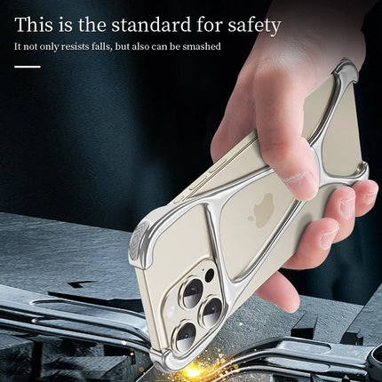 Alloy Bare Metal Feel Phone Case For Iphone 13 14 15 16 Pro Max Metal Frameless Heat Dissipation Phone Cover For IPHON 16 Promax
