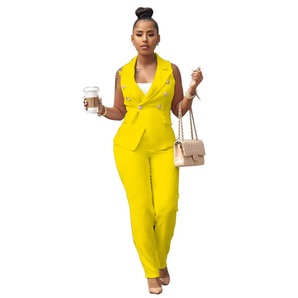 Blue Luxury Designer 2 Piece Set Outfits Black Office Suit for Women 2023 Button Up Blazer Long Pants Suit Top Blazer Set Women