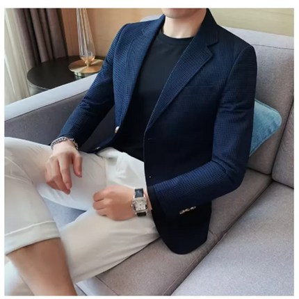 2025 High quality Waffle suit jacket men's fashion handsome with business casual autumn and winter new single-row two-button