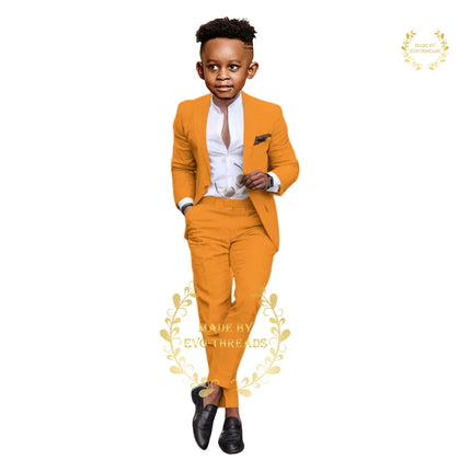 Boys' grass green suit 2-piece set (jacket+pants) premium linen casual blazer custom child tuxedo for summer beach wedding party