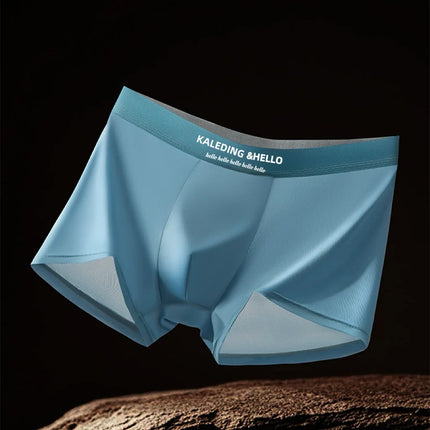 4 Pack Mens Satin Ice Silk Boxer Briefs Ice Cool Comfortable Breathable Trendy Fashion Mens Solid Color Mid Rise Underwear