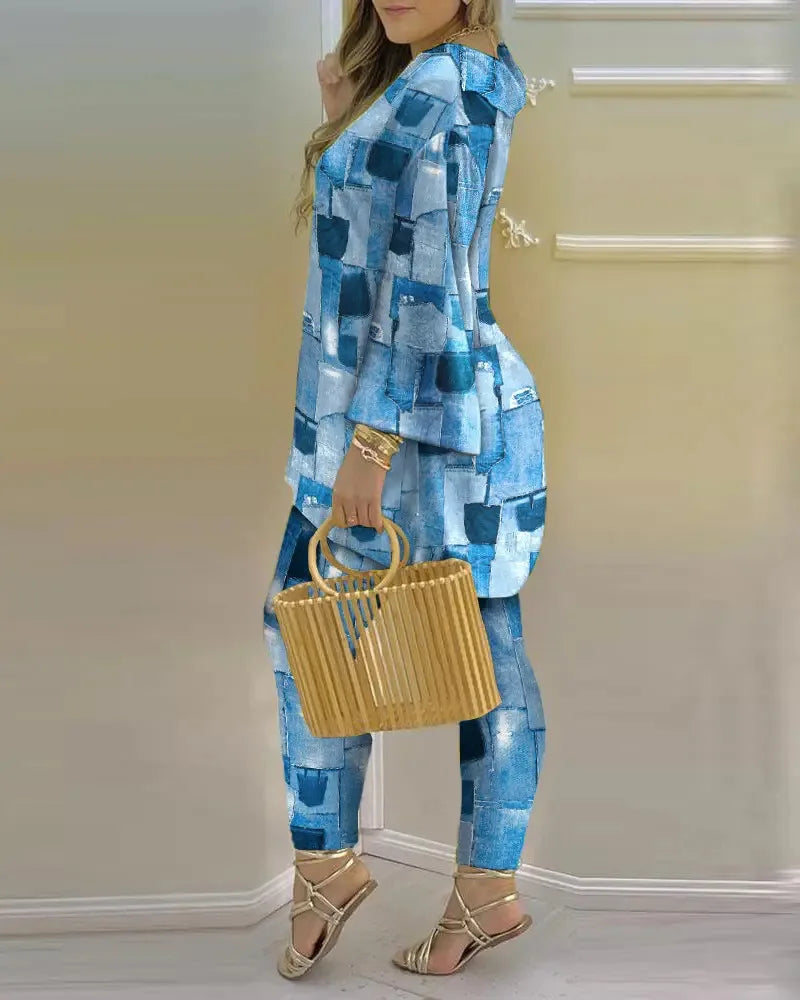Pants Set New 2023 Spring & Summer Printed Fashion 2-Piece Suit