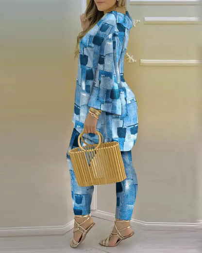 Pants Set New 2023 Spring & Summer Printed Fashion 2-Piece Suit