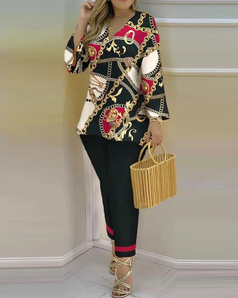 Pants Set New 2023 Spring & Summer Printed Fashion 2-Piece Suit