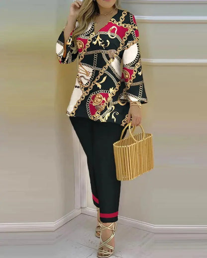 Pants Set New 2023 Spring & Summer Printed Fashion 2-Piece Suit