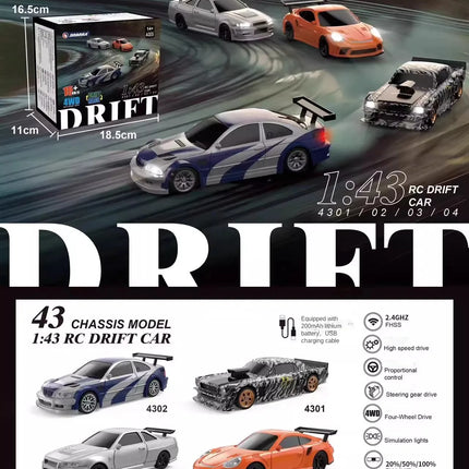 2.4G RC Drift Car 1/43 4WD Remote Control Car High Speed Four Wheel Drive Radio Controlled Mini Racing Car Model Boy Toy Gift