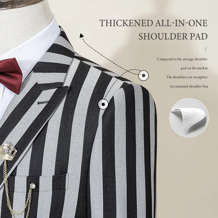ST Cassy Men's Suits Fashion striped evening gown Double Breasted Slim Fit 2 Piece Jacket Pants dinner party