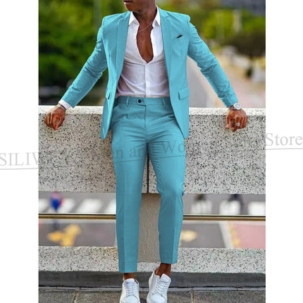 Orange Formal Men Suits For Wedding Prom Notch Lapel Blazer Custom Made Fashion Tuxedos Two-Piece Jacket+Pants Trajes De Hombre