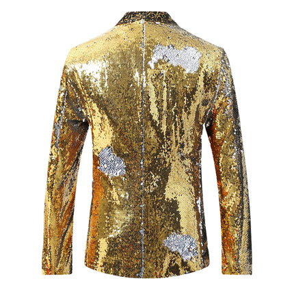 Men's Suit Jacket Shiny Sequins Shawl Collar Suit Cosplay Men Wedding Groom Singer Dance Glitter Suit Jacket Dj Club Stage Gown
