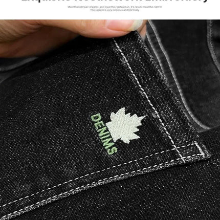 Trendy Embroidered Slim Fit Men's Jeans Spring Autumn New Style Zipper Long Casual Pants Youth Versatile Wear Resistant