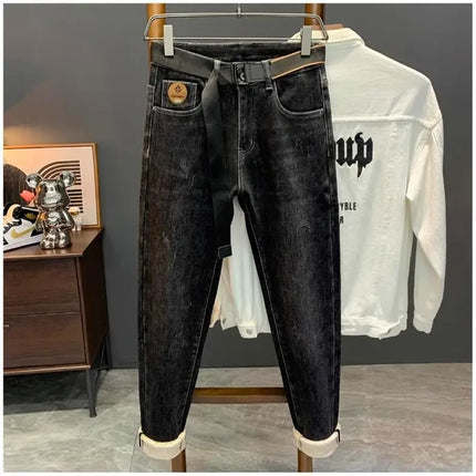 Stylish Slim Fit Men's Jeans Elastic Casual Long Pants Spring Autumn Winter Korean Version Trendy Brand Versatile Straight Leg
