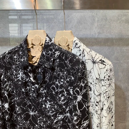 New Hong Kong Style Long Sleeved Shirt for Men, Thin and Trendy Korean Printed Shirt, All Match Printing Popularity Top