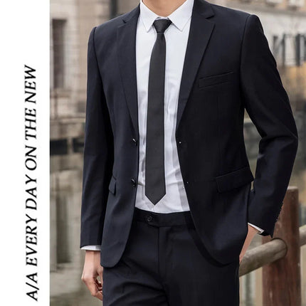 Suit (Blazer+ Trousers) Men's Casual Formal Business Gentleman Solid Color Hosting Four Seasons Slimming Wedding Fashion Suit