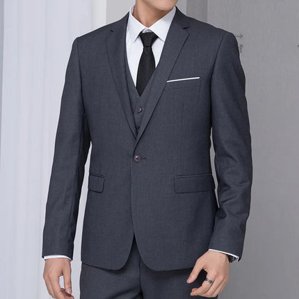 2026 Men Suit Coat Fashion Solid Color Turn Down Collar Male Outerwear Single-breasted Long Sleeve Business Versatile Man Jacket