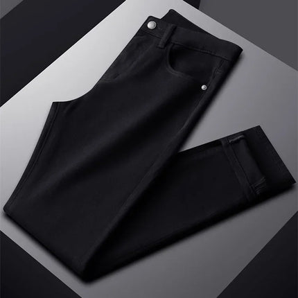 High-End Black Jeans For Men Straight-Leg Trendy Versatile Elastic Lightweight Luxury Trousers New Arrival Autumn/Winter