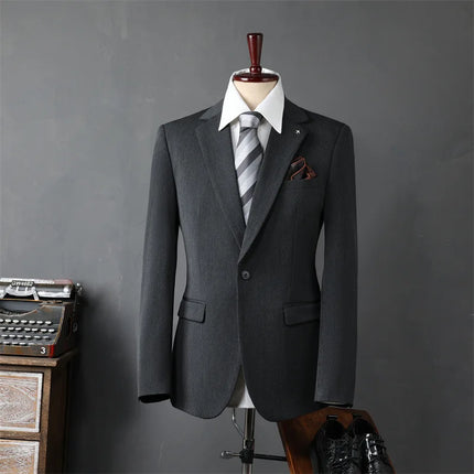 Man Suit Coat Simple Solid Color Single-breasted Male Outerwear Slim Simple Long Sleeve Versatile Wedding Office Men Blazer