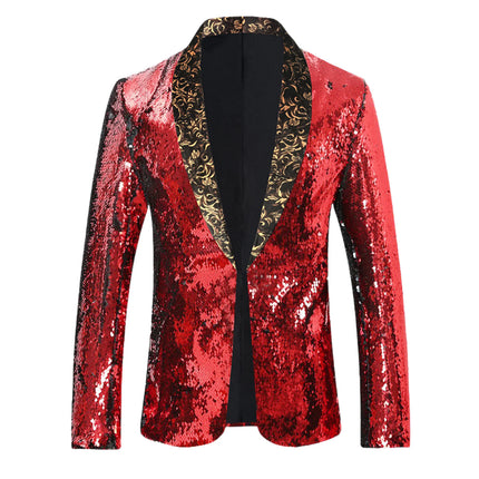 Men's Suit Jacket Shiny Sequins Shawl Collar Suit Cosplay Men Wedding Groom Singer Dance Glitter Suit Jacket Dj Club Stage Gown
