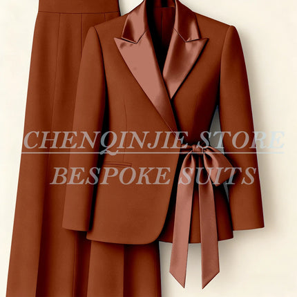 Customzied Women's Suits Blazer Fashion Peak Lapel Skinny Office Lady Outfits Formal Female 2 Piece Jacket Pants Full Sets