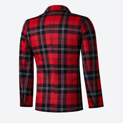 Men's red striped long-sleeved suit jacket with two buttons, fashionable and casual, comfortable and breathable