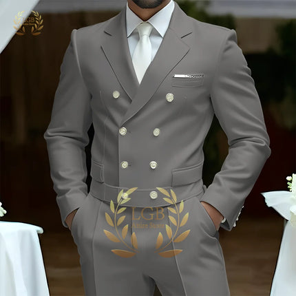 Men's 2-Piece Formal Suit, Double-Breasted Exquisite Buttons, Suit + Trousers, High-End Ceremonies Use