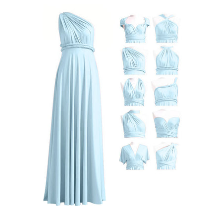 Multiple-Way Women Maxi Dress For Wedding Deep V-Neck Sexy High Waist Evening Party Dress Flowy Ruched A-Line Cocktail Dress