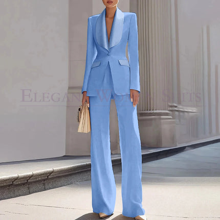 Customzied Women's Suits Blazer Luxury One-Button Shawl Lapel Slim Fit 2 Piece Jacket Pants Sets Evening Female Clothing Outfits