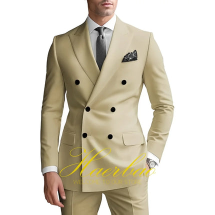 Men's Suits 2 Piece Double Breasted Jacket Pants Wedding Groom Tuxedo Formal Blazer Suit for Men