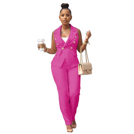 Blue Luxury Designer 2 Piece Set Outfits Black Office Suit for Women 2023 Button Up Blazer Long Pants Suit Top Blazer Set Women