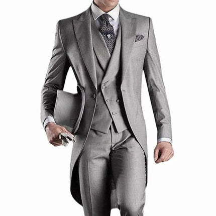 Latest Formal Wedding Men Suits Long Blazer 3 Piece Groom Tuxedo Classic Prom Party Male Suit Fashion Set Jacket with Pants Vest