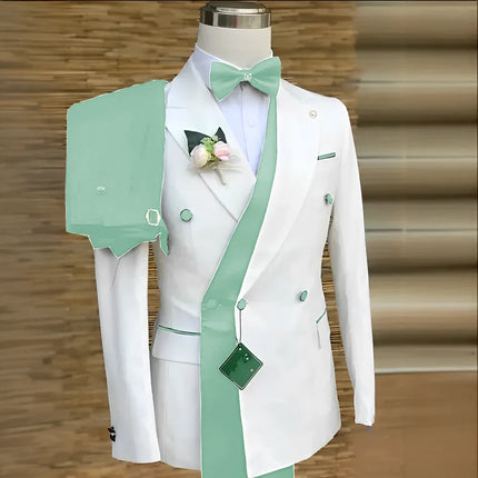 Double Breasted Formal Suits for Men Business Prom Blazer with Pants Wedding Groom Tuxedo Male Suits Custom 2 Pieces Suit Jacket