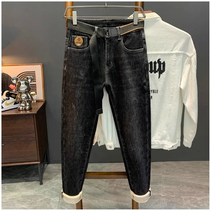 Stylish Slim Fit Men's Jeans Elastic Casual Long Pants Spring Autumn Winter Korean Version Trendy Brand Versatile Straight Leg