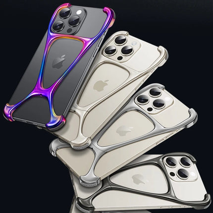 Alloy Bare Metal Feel Phone Case For Iphone 13 14 15 16 Pro Max Metal Frameless Heat Dissipation Phone Cover For IPHON 16 Promax