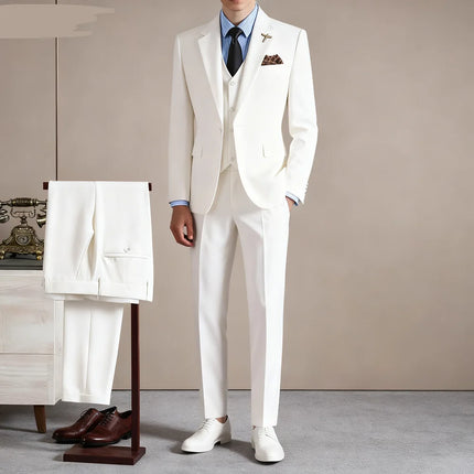 Men's Professional Business Attire Suit Set with Waistcoat And Trousers for Wedding Formal Wear