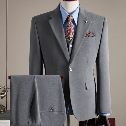 Men's Professional Business Attire Suit Set with Waistcoat And Trousers for Wedding Formal Wear
