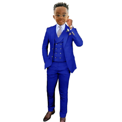 Fashionable Boys Suit Set 3 Pieces Jacket Vest Pants Banquet Party Outfit Elegant Children's Tuxedo Wedding Guest Clothes 2-20T