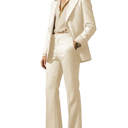 Men's Retro Wide Leg Suit 2PCS Suit Blazer and Flared Pants Fashion Streetwear Wedding Prom Party Business Jacket Tuxedo Outfit