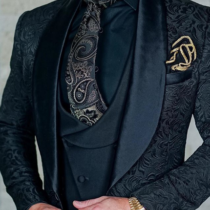 Men's Wedding Suit 2023 Italian Design Custom Black Smoking Tuxedo Jacket 3-piece Set (coat Vest Pants) Men's Groom Terno Suit