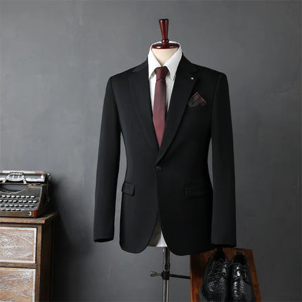 Man Suit Coat Simple Solid Color Single-breasted Male Outerwear Slim Simple Long Sleeve Versatile Wedding Office Men Blazer
