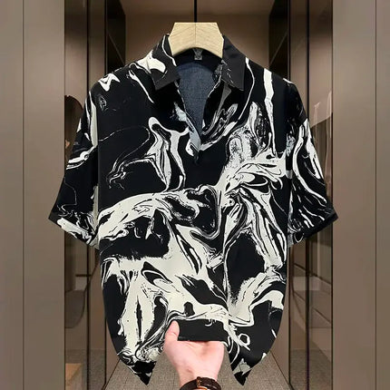 Elegant Fashion Harajuku Slim Fit Ropa Hombre Loose Casual Sport All Match T-shirts Printed Thin Style Short Sleeve Polo Shirts