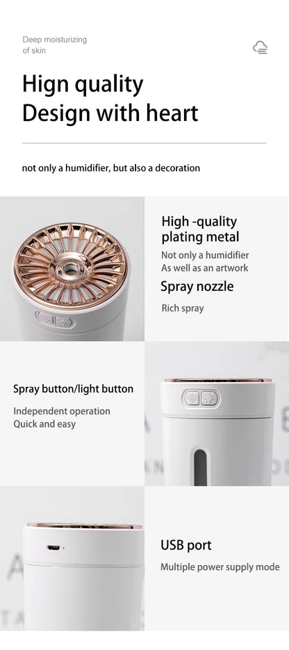 Vehicle-mounted Humidifier 300ml Mini Portable Spray Air Freshener Home LED Small Essential Oil Vaporizer Room Scent Diffuser