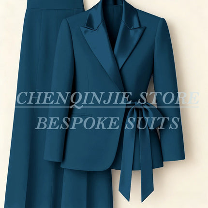 Customzied Women's Suits Blazer Fashion Peak Lapel Skinny Office Lady Outfits Formal Female 2 Piece Jacket Pants Full Sets