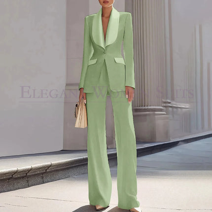 Customzied Women's Suits Blazer Luxury One-Button Shawl Lapel Slim Fit 2 Piece Jacket Pants Sets Evening Female Clothing Outfits