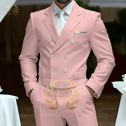 Men's 2-Piece Formal Suit, Double-Breasted Exquisite Buttons, Suit + Trousers, High-End Ceremonies Use