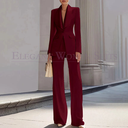 Customzied Women's Suits Blazer Luxury One-Button Shawl Lapel Slim Fit 2 Piece Jacket Pants Sets Evening Female Clothing Outfits