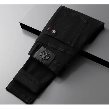 High-End Black Jeans For Men Straight-Leg Trendy Versatile Elastic Lightweight Luxury Trousers New Arrival Autumn/Winter