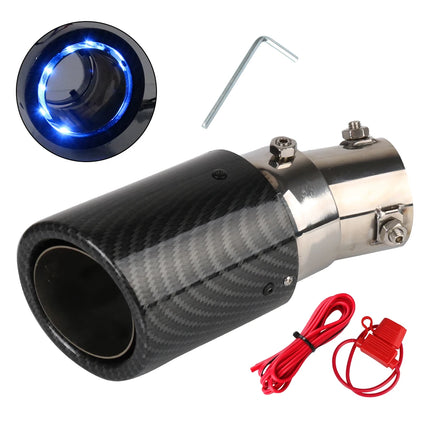 With LED Flashing Decorative Light Racing Car Muffler Exhaust Pipe 63-65mm Tail Vent Flaming Luminous Motorcycle Universal DIY