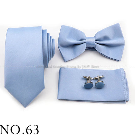 Hot Sale Purple Pink Sage Green Tie Set Polyester Necktie Bowtie Cufflink Brooch For Groom Suit Wedding Cravat Shirt Accessory