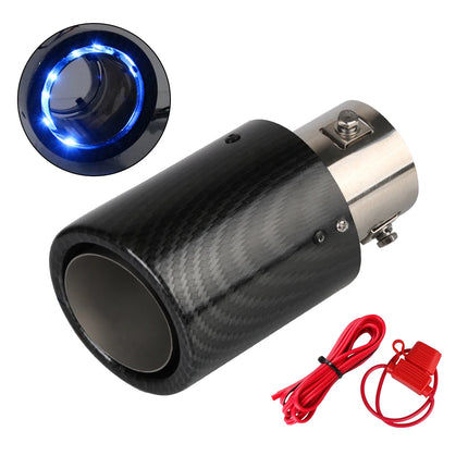 With LED Flashing Decorative Light Racing Car Muffler Exhaust Pipe 63-65mm Tail Vent Flaming Luminous Motorcycle Universal DIY